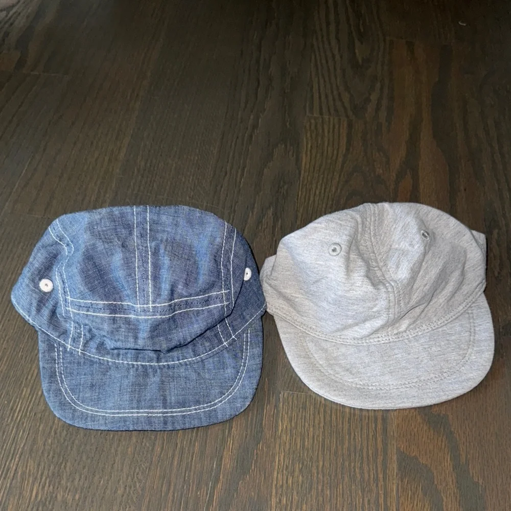 Keepersheep Light Gray & Chambray Baby Cap Set | 6-12M